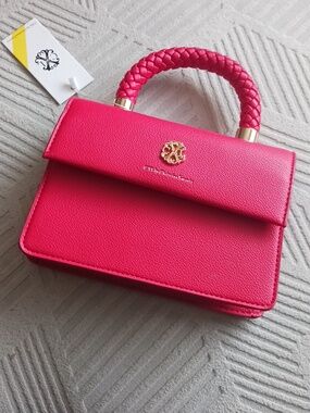 NWT Red Christian Lacroix Top-Handle Crissbody Satchel with Gold Accent